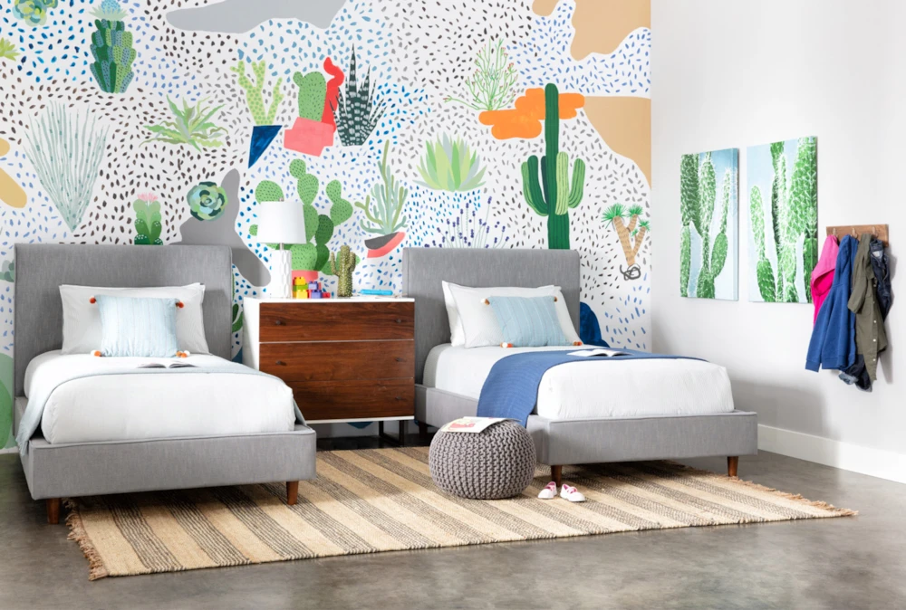 Dean Charcoal Twin Upholstered Panel Bed - Image 6