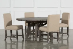 Jaxon Grey 54-72" Round Extension Dining With Upholstered Chair Set For 4