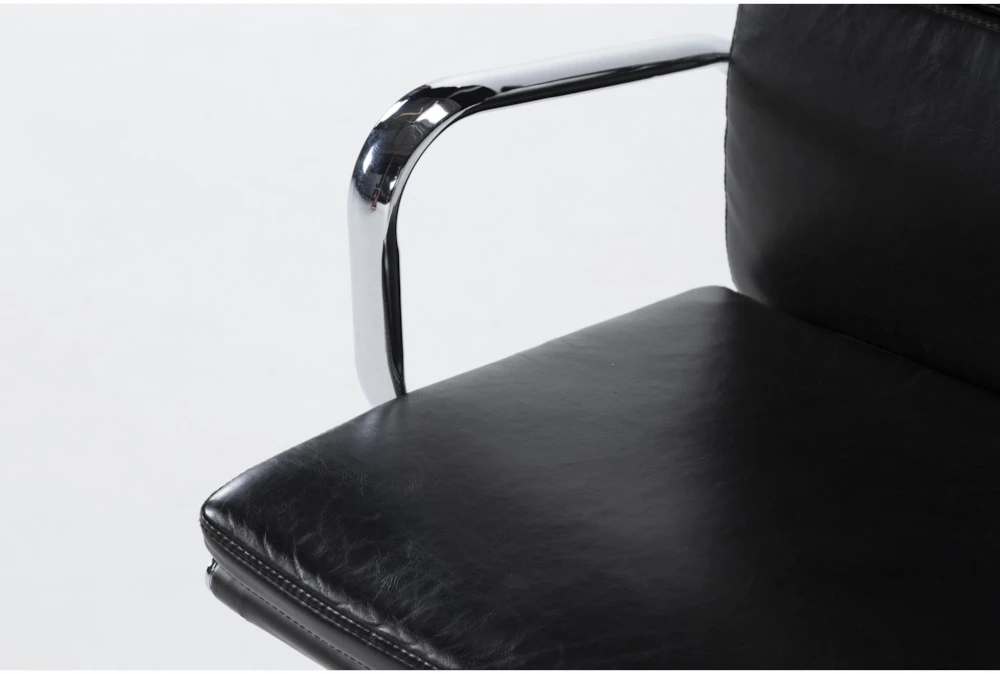 Moby Black Faux Leather Low Back Rolling Office Chair - Image 4