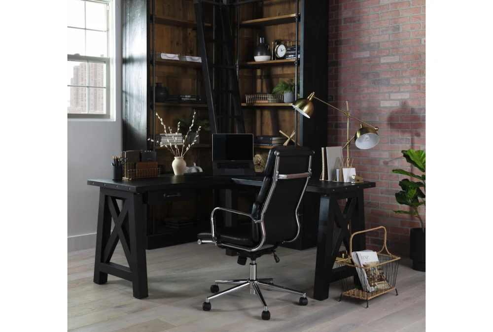 Moby Black Faux Leather Low Back Rolling Office Chair - Image 6