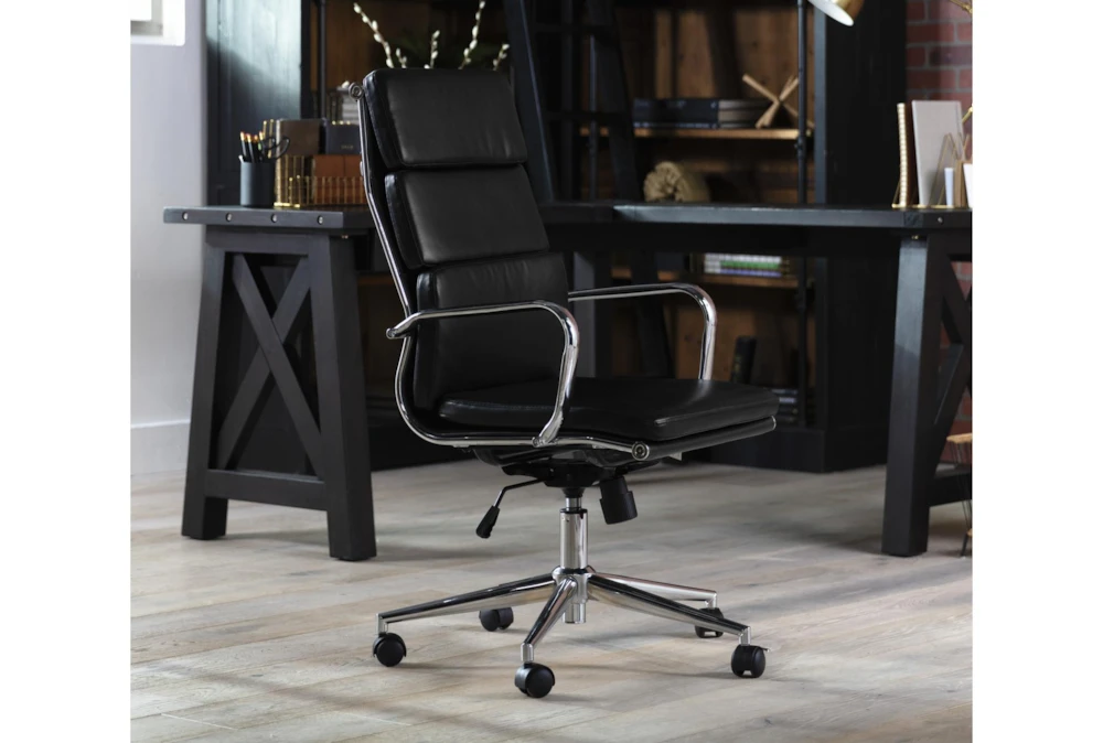 Moby Black Faux Leather Low Back Rolling Office Chair - Image 7