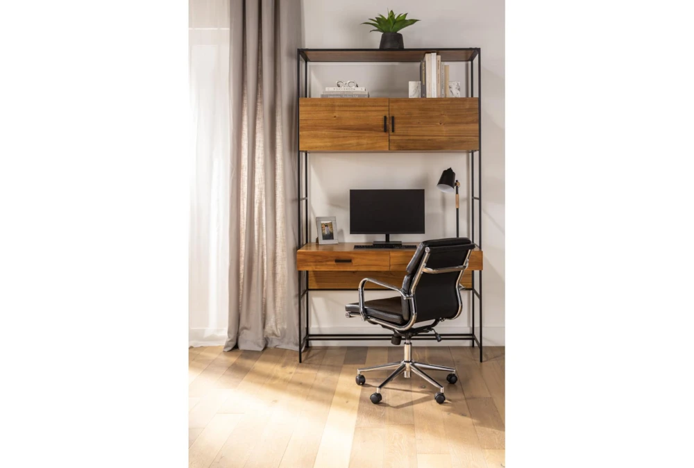 Moby Black Faux Leather Low Back Rolling Office Chair - Image 8