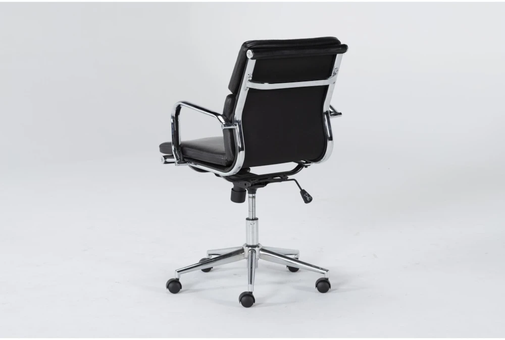 Moby Black Faux Leather Low Back Rolling Office Chair - Image 3
