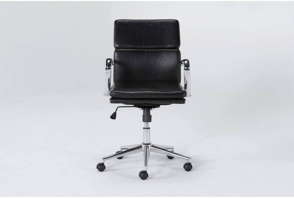 Moby Black Faux Leather Low Back Rolling Office Chair
