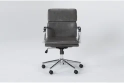 Moby Grey Faux Leather Low Back Rolling Office Chair