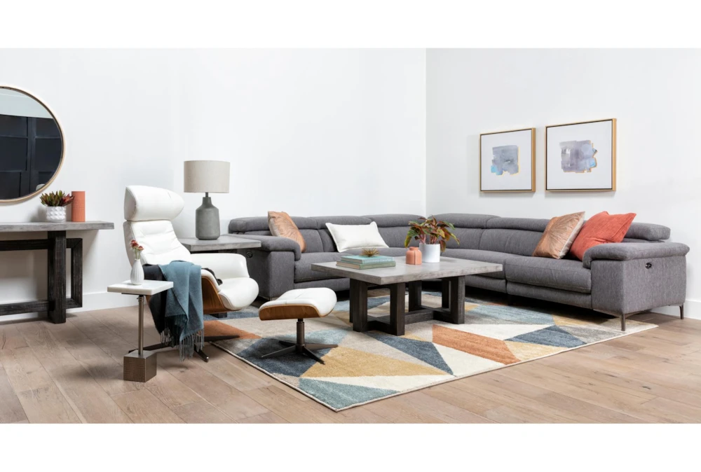 Amala White Leather Ottoman - Image 6