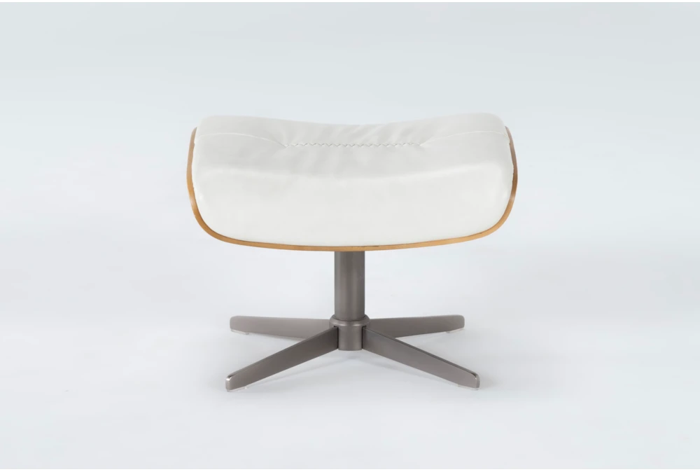 Amala White Leather Ottoman - Image 2
