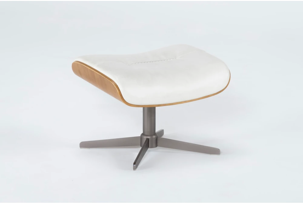 Amala White Leather Ottoman