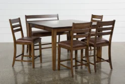 Rory 36-54" Extension Counter With Bench + Stool Set For 6