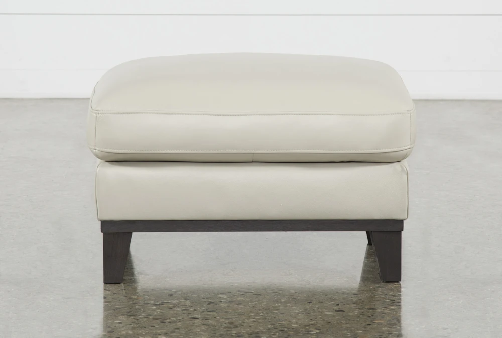 Kathleen Cream Leather Ottoman - Image 2