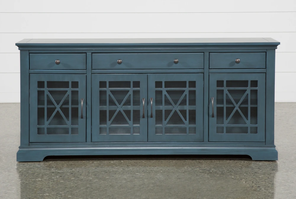 Belle Blue 70" TV Stand With Glass Doors - Image 3