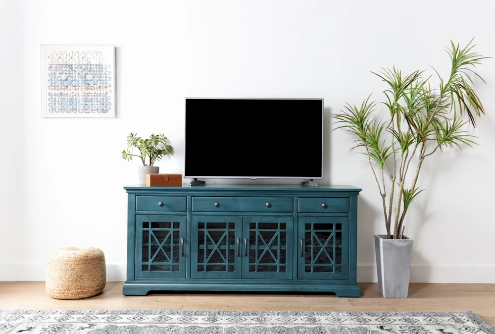 Belle Blue 70" TV Stand With Glass Doors - Image 8