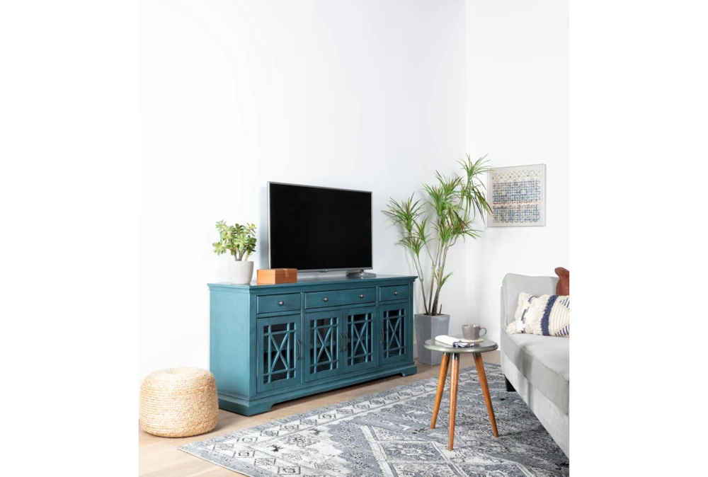 Belle Blue 70" TV Stand With Glass Doors - Image 9