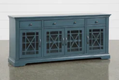 Belle Blue 70" TV Stand With Glass Doors