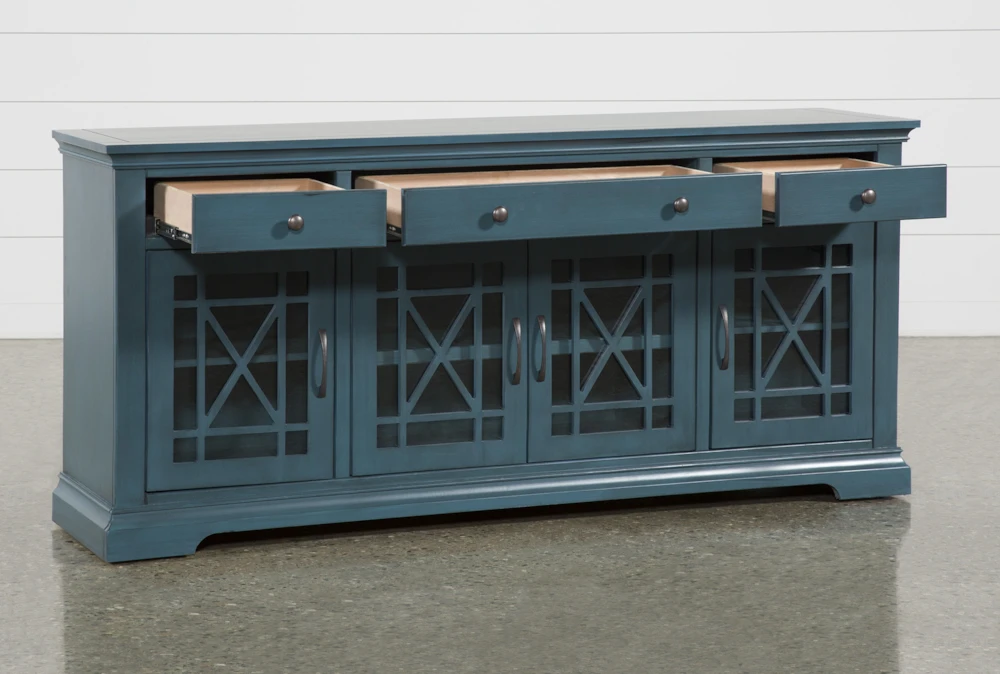 Belle Blue 70" TV Stand With Glass Doors - Image 4