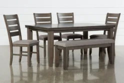 Ashford II 66" Dining With Bench + Side Chair Set For 6