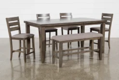 Ashford II 60-78" Extension Counter With Bench + Stool Set For 6