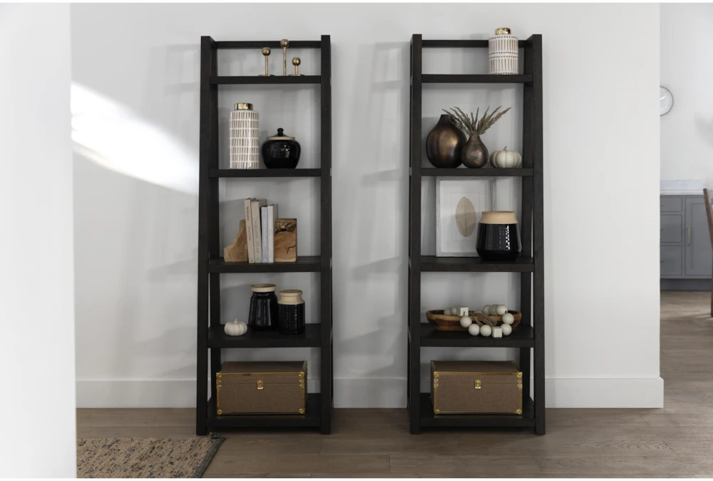 Pierce Espresso 72" Leaning Bookcase - Image 11