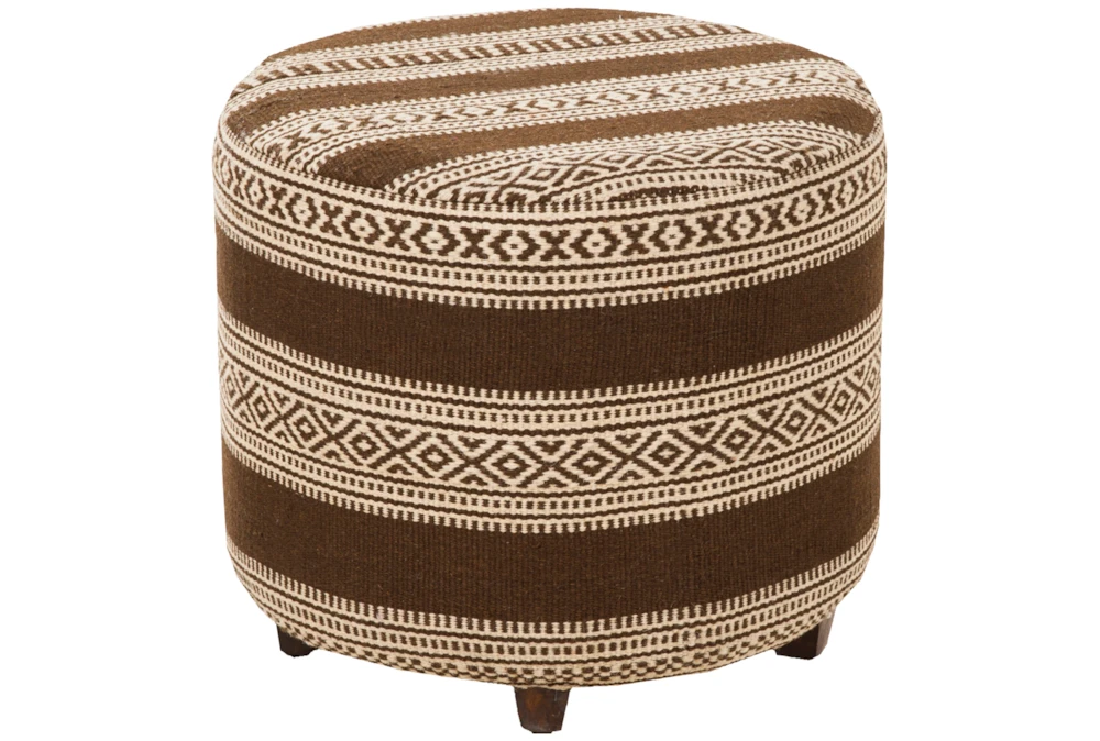 Brown Hand Woven Geo Stripe Ottoman