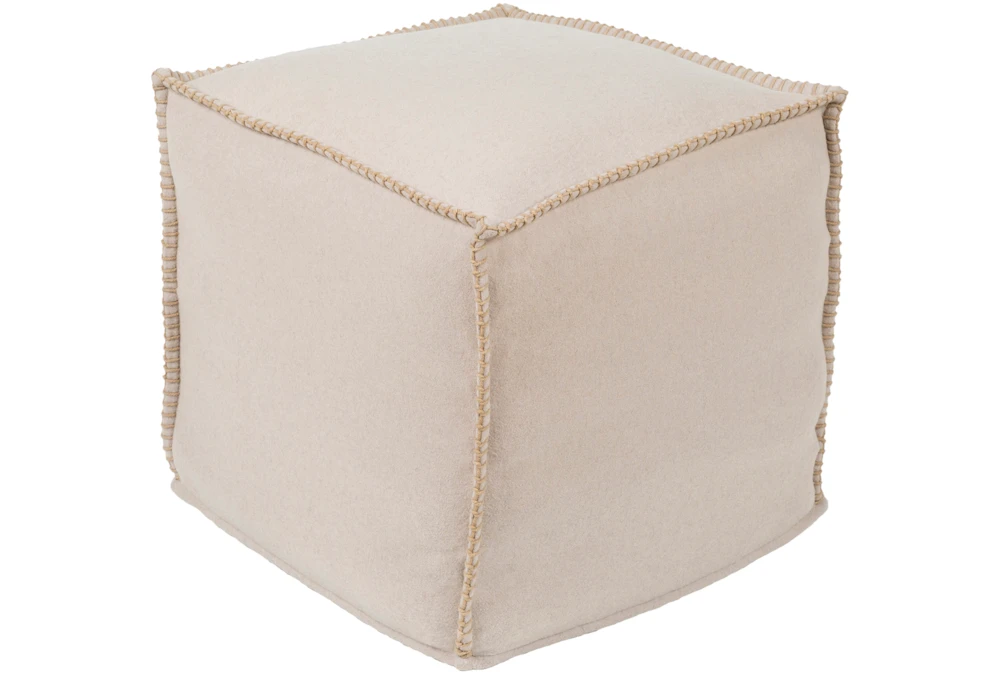 Pouf-Blue Blanket Stitch