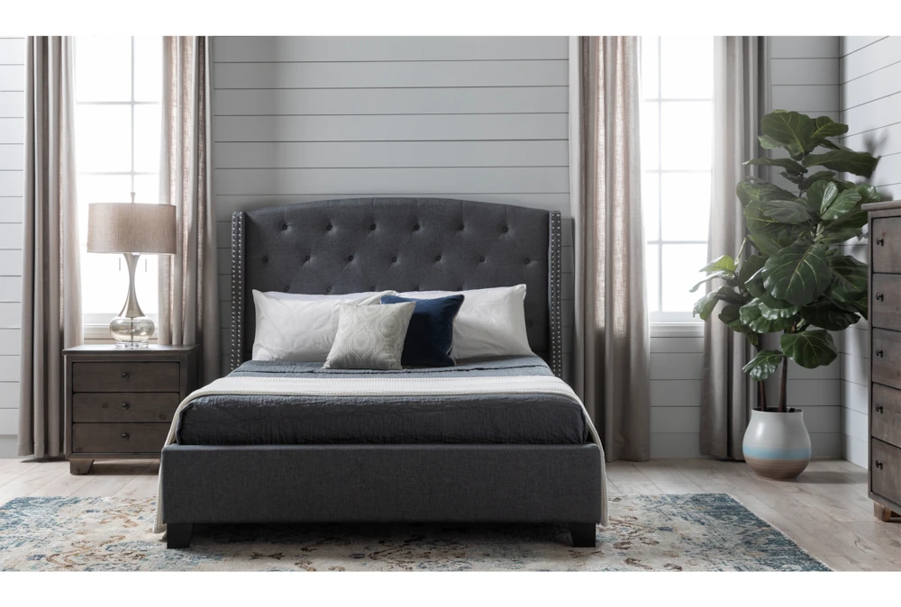 Farrah II Grey Queen Upholstered Panel Bed - Image 6