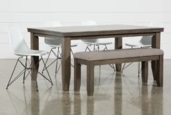 Ashford II 66" Dining With Bench + Alexa White Chair Set For 6