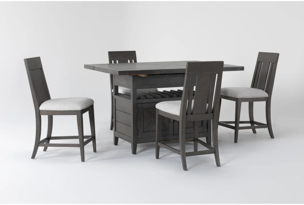 Concord 26-42" Extension Counter With Wood Back Stool Set For 4 - Image 2