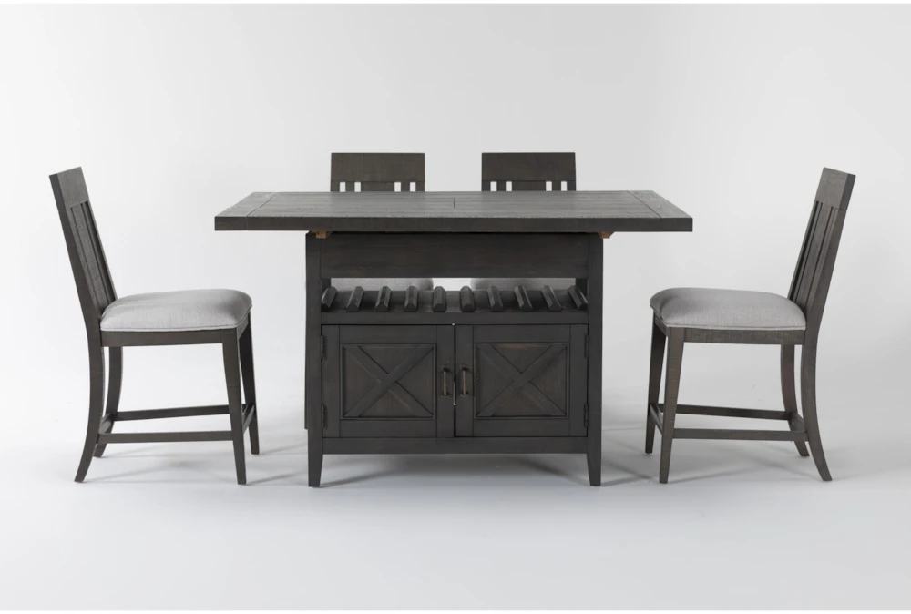 Concord 26-42" Extension Counter With Wood Back Stool Set For 4