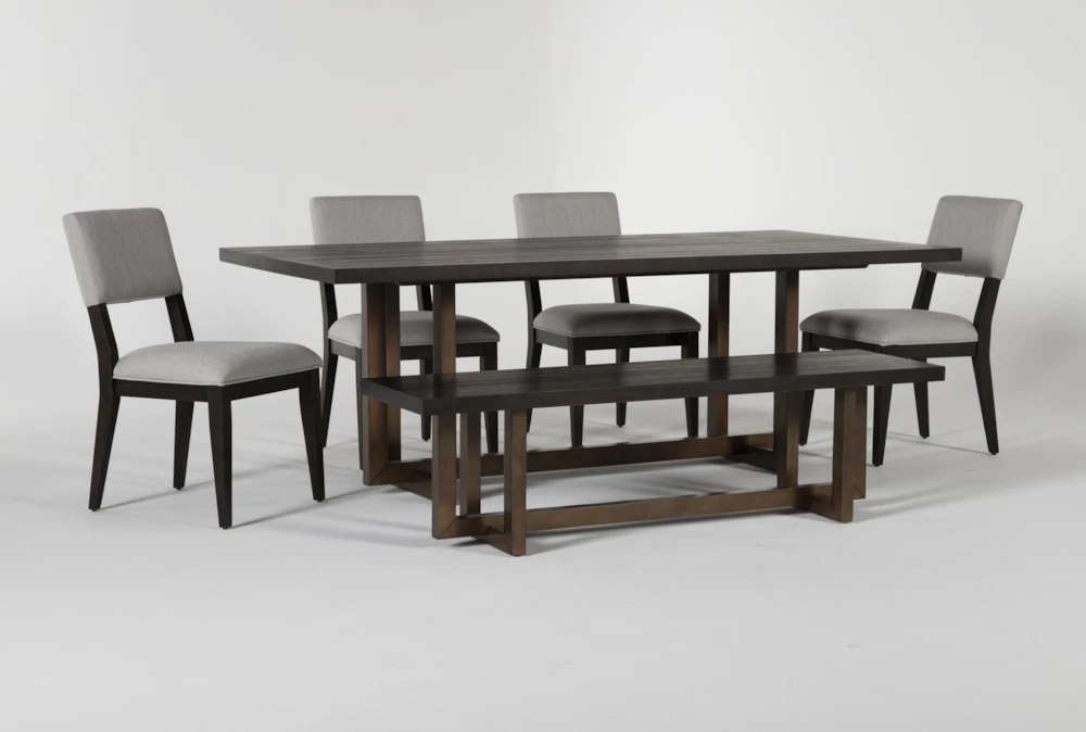 Pierce Espresso 86" Dining With Bench + Side Chair Set For 6 - Image 2