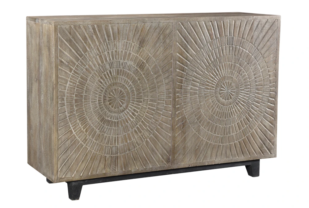 Grey Wash Starburst Hand Carved Bar