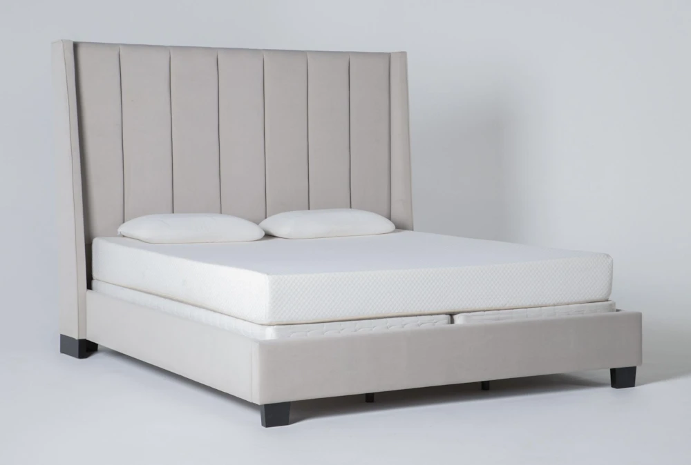 Topanga Grey California King Velvet Upholstered Panel Bed - Image 6
