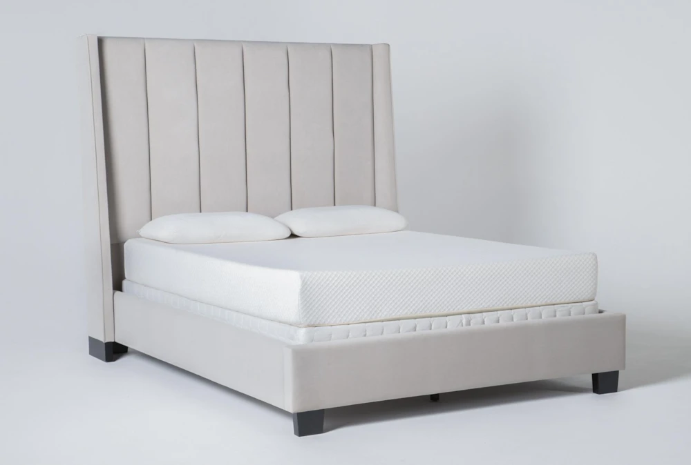 Topanga Grey Queen Velvet Upholstered Panel Bed - Image 7