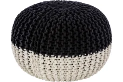 Pouf-Cabled Black And White