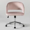 Phoebe Blush Velvet Rolling Office Chair