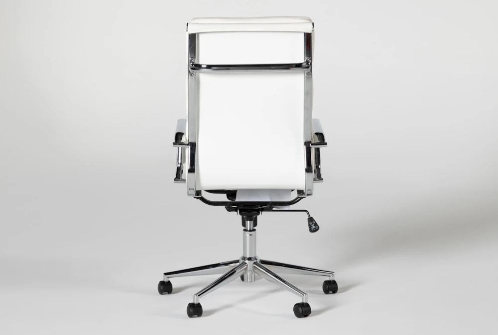 Moby White Faux Leather High Back Rolling Office Chair - Image 3