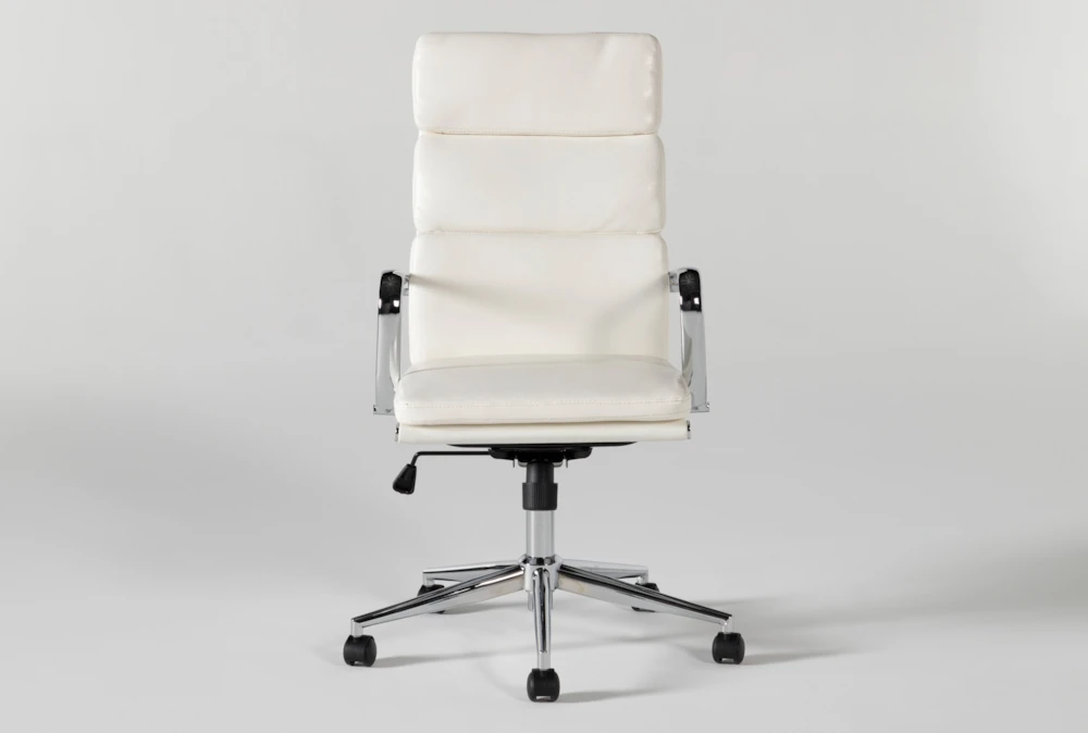 Moby White Faux Leather High Back Rolling Office Chair