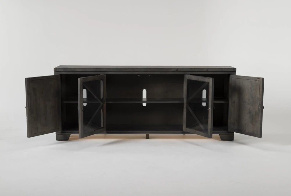 Sinclair II Grey 78" TV Stand With Glass Doors - Image 3