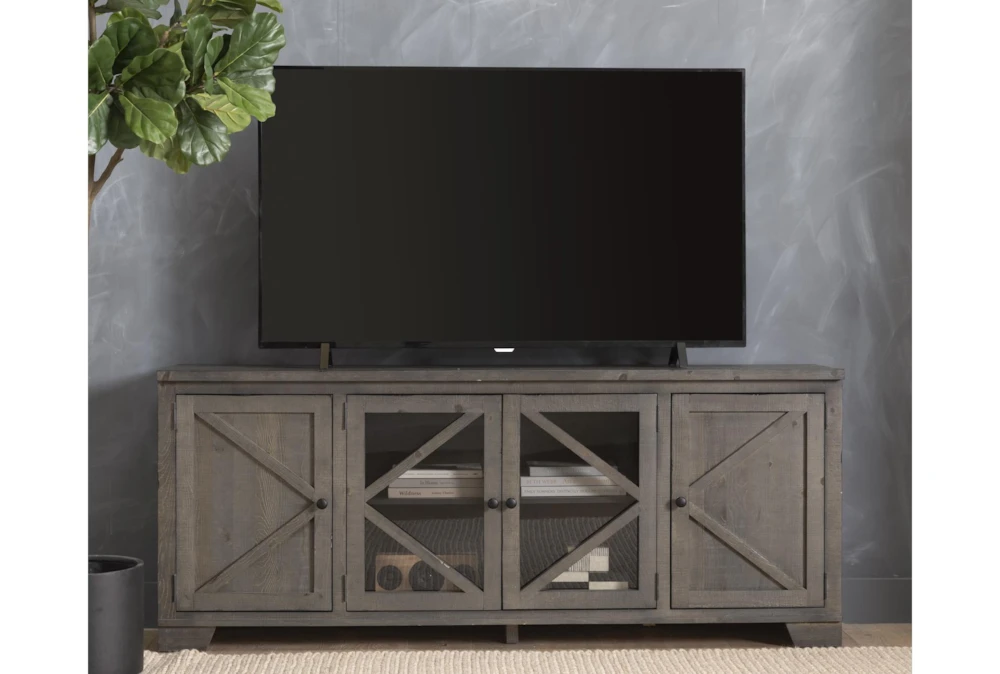 Sinclair II Grey 78" TV Stand With Glass Doors - Image 7