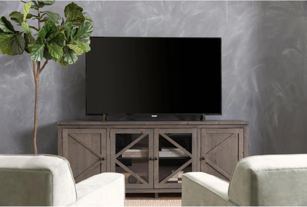 Sinclair II Grey 78" TV Stand With Glass Doors - Image 8