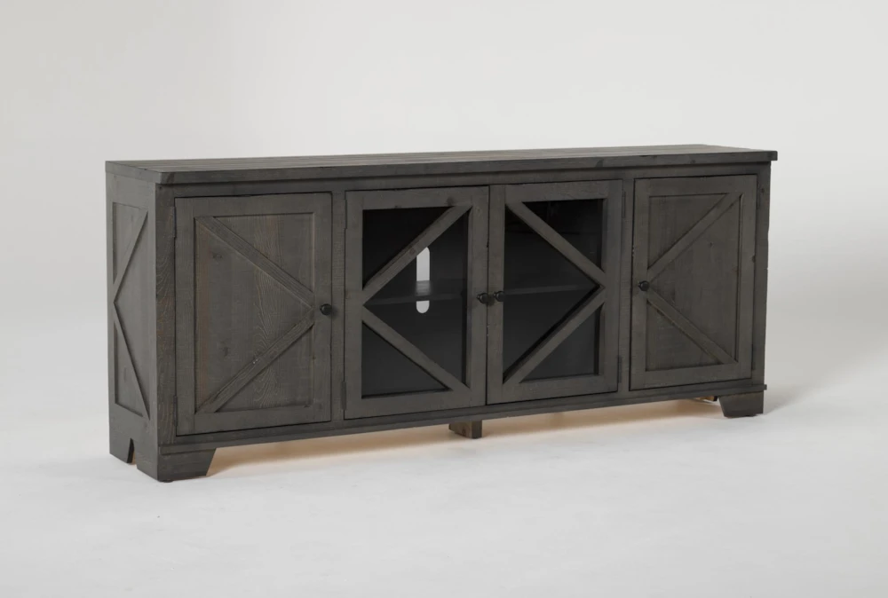 Sinclair II Grey 78" TV Stand With Glass Doors - Image 4