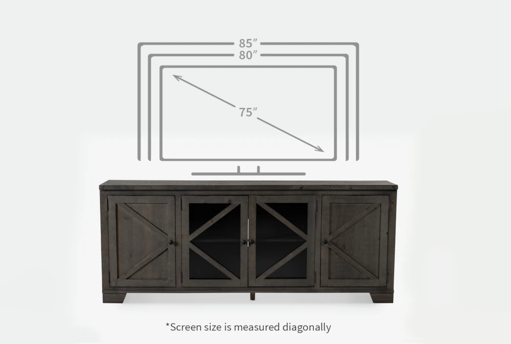 Sinclair II Grey 78" TV Stand With Glass Doors - Image 2