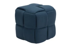 Navy Blue Fabric Weave Ottoman