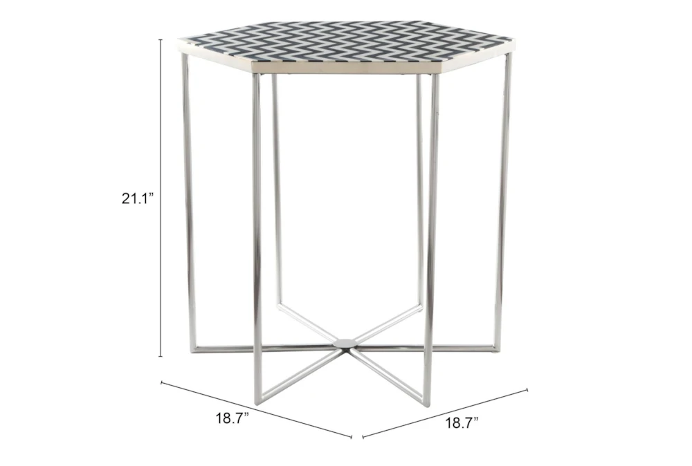 Black + White Pattern Accent Table - Image 2