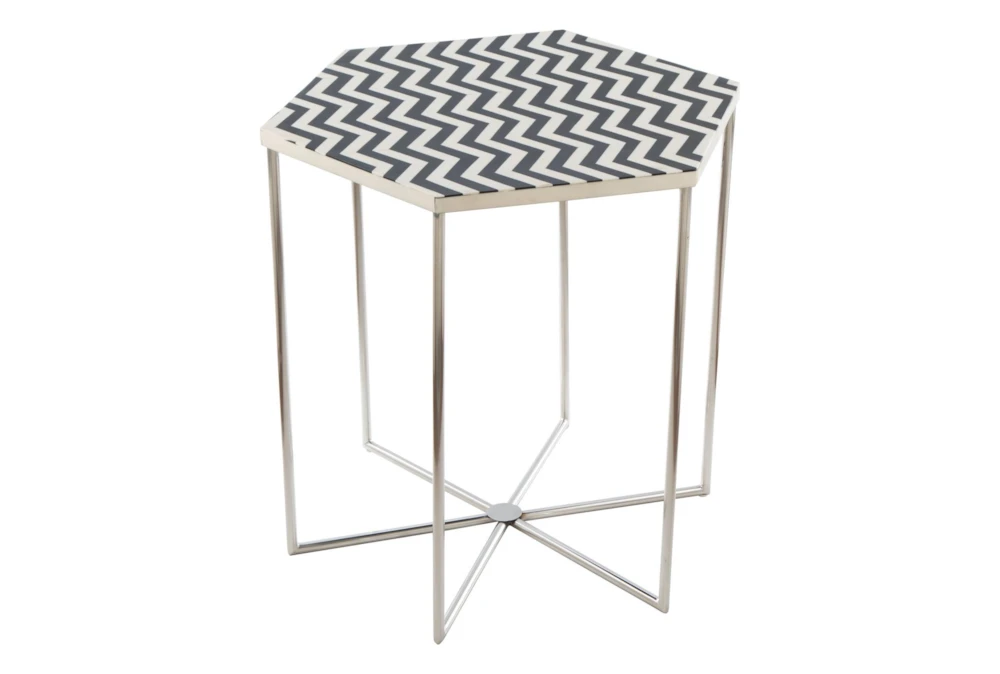 Black + White Pattern Accent Table - Image 9