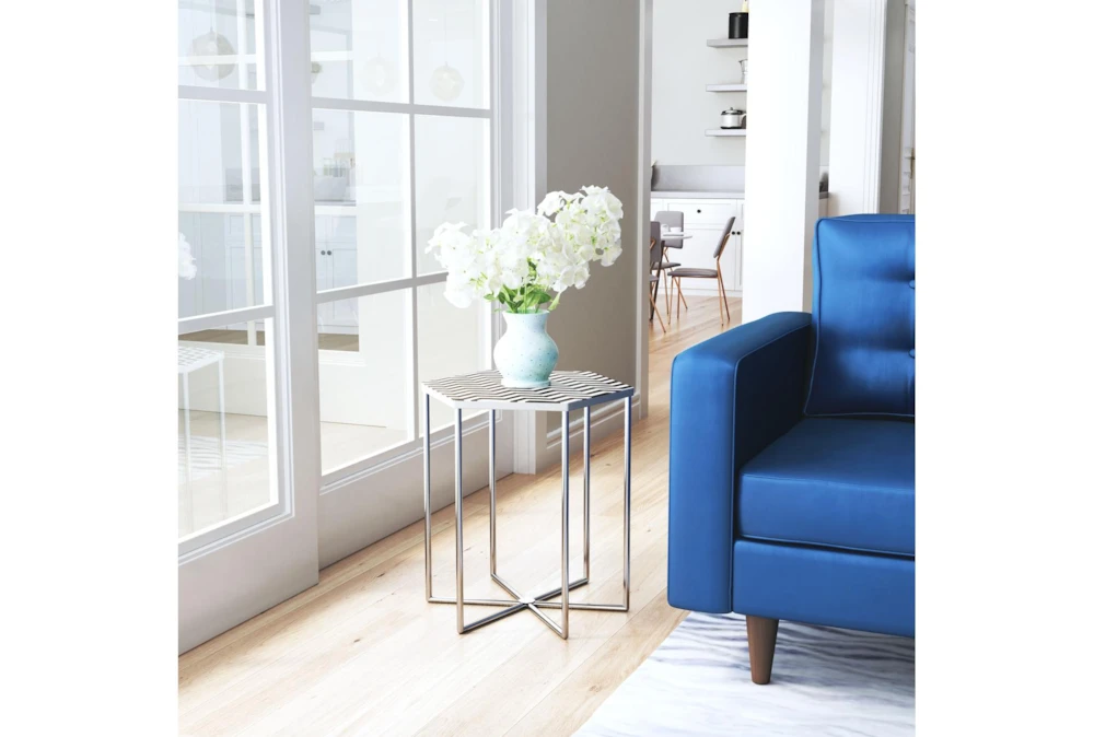 Black + White Pattern Accent Table - Image 11