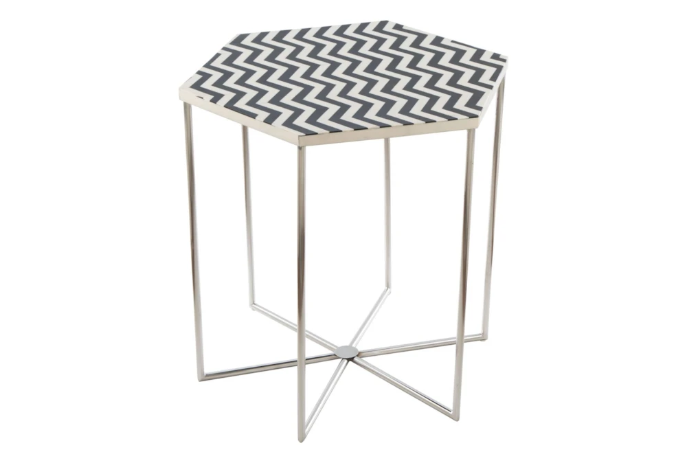 Black + White Pattern Accent Table - Image 3