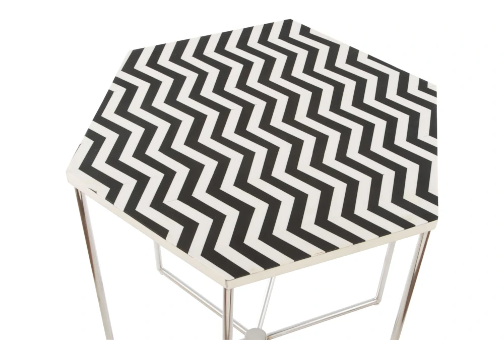 Black + White Pattern Accent Table - Image 5