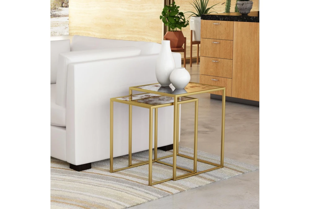 Set Of 2 Gold Nesting Tables - Image 11