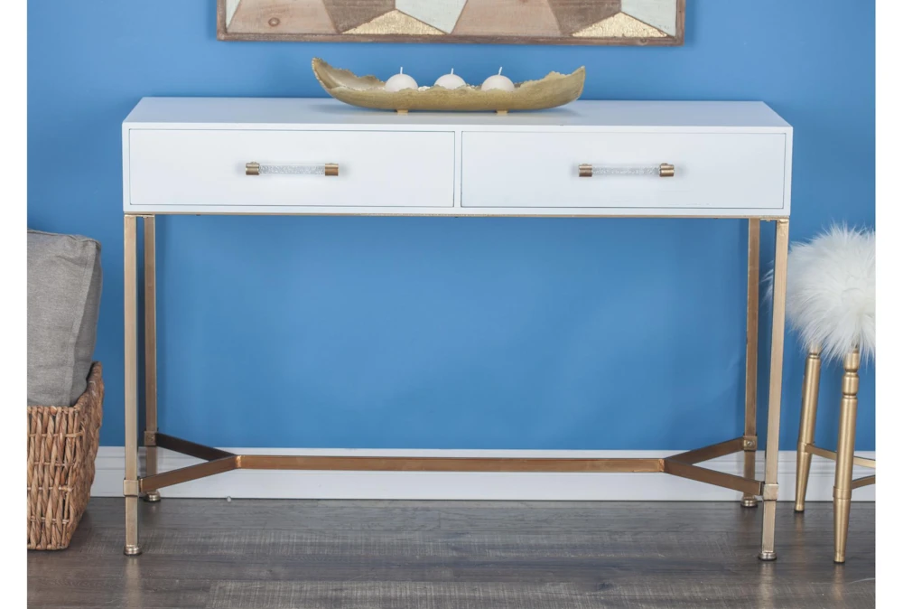 Contemporary White And Bronze 47" Console Table - Image 5