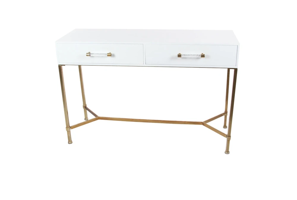 Contemporary White And Bronze 47" Console Table - Image 4